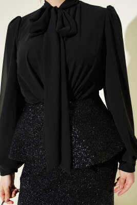 Parlak Pul Detaylı Abiye İkili Takım Siyah - İkili Takım