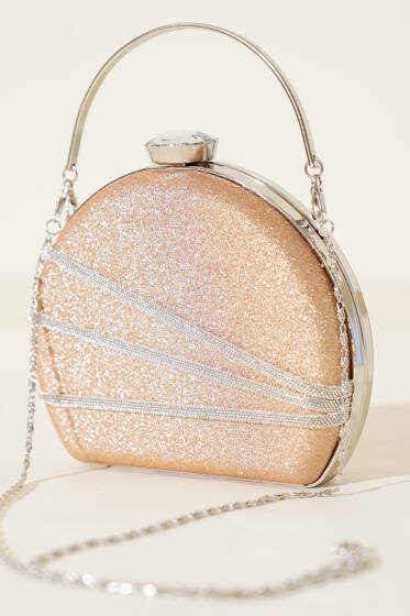 Parlak Süslemeli Abiye Çanta Gold - Kol Çantası