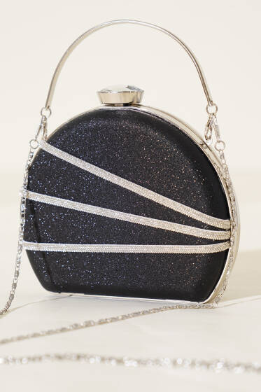 Parlak Süslemeli Abiye Çanta Siyah - Kol Çantası