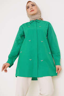 Parlak Taş Detaylı Gömlek Benetton 