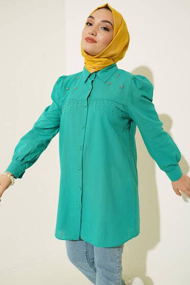 Parlak Taş Süsleme Detaylı Tunik Benetton - Tunik