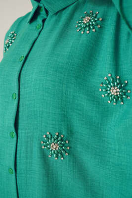 Parlak Taş Süslemeli Oversize Gömlek Benetton - Gömlek