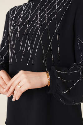 Parlak Taşlı Etekli İkili Takım Siyah - ÇOK SATANLAR