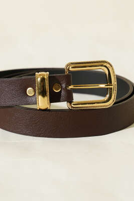 Parlak Tokalı Kemer Kahve - Yılın Fırsatı