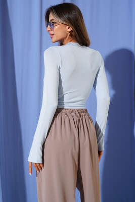 Parmak Geçirmeli Basic Crop Bebe Mavi - Yılın Fırsatı