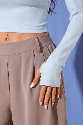 Parmak Geçirmeli Basic Crop Bebe Mavi - Yılın Fırsatı