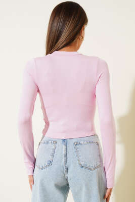 Parmak Geçirmeli Basic Crop Pembe - Yılın Fırsatı