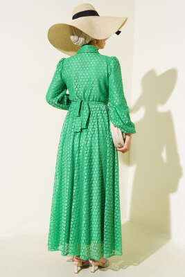 Patlı Dantel Desen Elbise Benetton - Tesettür Elbise