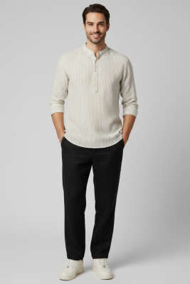 Patlı Hakim Yaka Erkek Gömlek Gri - Erkek Gömlek