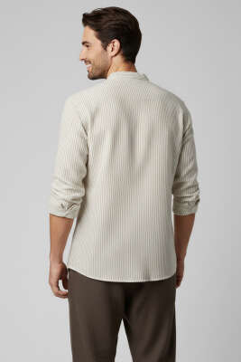 Patlı Hakim Yaka Erkek Gömlek Haki - Erkek Gömlek