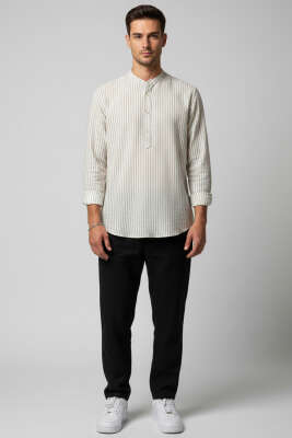 Patlı Hakim Yaka Erkek Gömlek Siyah - Erkek Gömlek