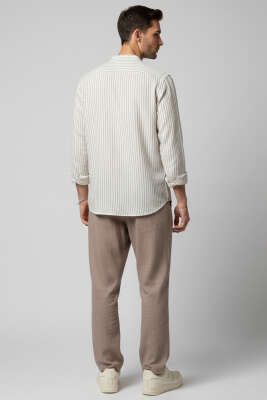 Patlı Hakim Yaka Erkek Gömlek Taş - Erkek Gömlek