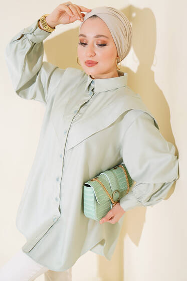 Patlı Tunik Çağla Yeşili - Tunik