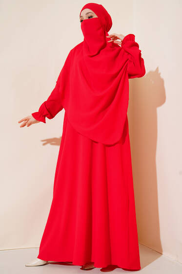 Peçeli Ferace Kırmızı - Ferace