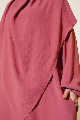 Peçeli Geniş Ferace Gül Kurusu - Namaz Elbisesi