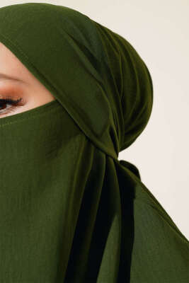 Peçeli Geniş Ferace Haki - Namaz Elbisesi