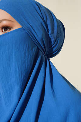 Peçeli Geniş Ferace İndigo - Namaz Elbisesi