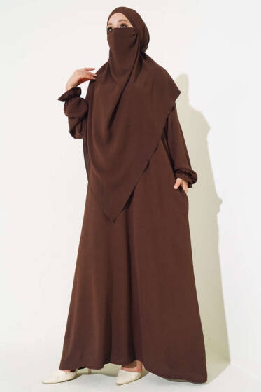 Peçeli Geniş Ferace Kahve - 500-700 TL Ürünler