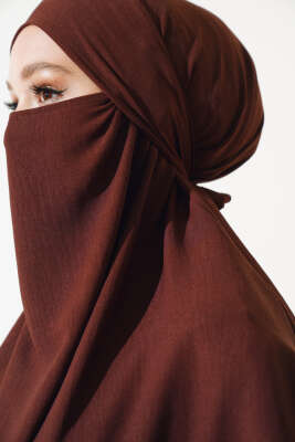 Peçeli Geniş Ferace Kahve - Namaz Elbisesi