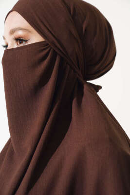 Peçeli Geniş Ferace Kahve - Namaz Elbisesi