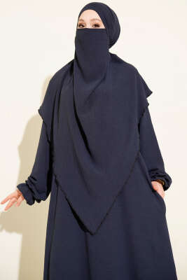 Peçeli Geniş Ferace Lacivert - Namaz Elbisesi