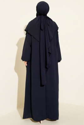 Peçeli Geniş Ferace Lacivert - Namaz Elbisesi