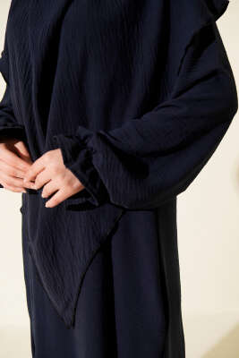 Peçeli Geniş Ferace Lacivert - Namaz Elbisesi