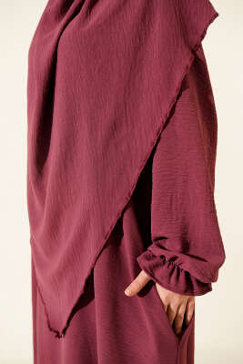 Peçeli Geniş Ferace Mürdüm - Namaz Elbisesi