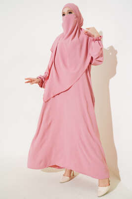 Peçeli Geniş Ferace Pudra - YAZGI TEKSTİL