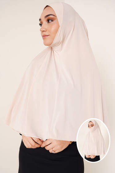Peçeli Hijab Bej - Black&White
