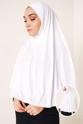 Peçeli Hijab Beyaz - Thumbnail