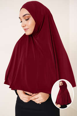 Peçeli Hijab Bordo 