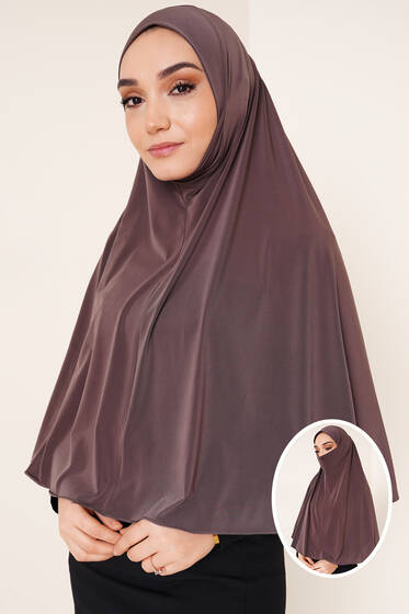 Peçeli Hijab Kestane - Black&White