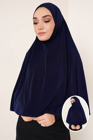 Peçeli Hijab Lacivert - Black&White