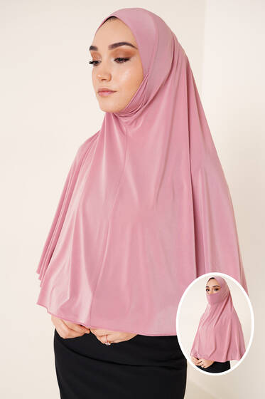 Peçeli Hijab Pudra - Black&White