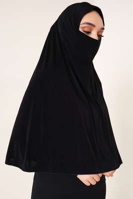 Peçeli Hijab Siyah - Thumbnail
