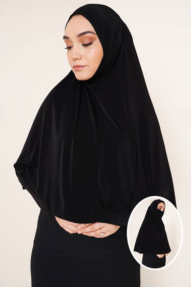 Peçeli Hijab Siyah - Black&White