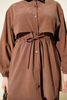 Pelerin Bel Tünelli Modal İkili Takım Kahve - İkili Takım