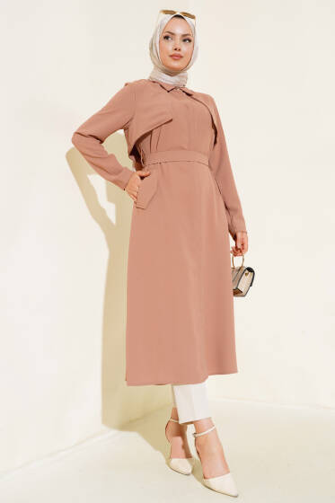 Pelerin Detaylı Kap Latte - Kaban