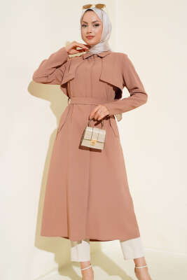 Pelerin Detaylı Kap Latte - Kaban