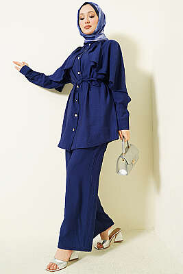 Pelerinli Gold Düğmeli Takım Lacivert 