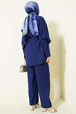 Pelerinli Gold Düğmeli Takım Lacivert - İKİLİ TAKIM