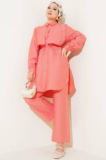 Pelerinli İp Bağcıklı İkili Takım Kiremit - İkili Takım