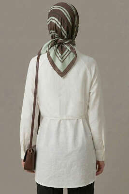 Pelerinli İp Detaylı Tunik Beyaz - Tunik