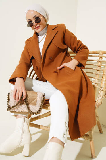 Pelerinli Kuşaklı Kaşe Kaban Taba - Kaban