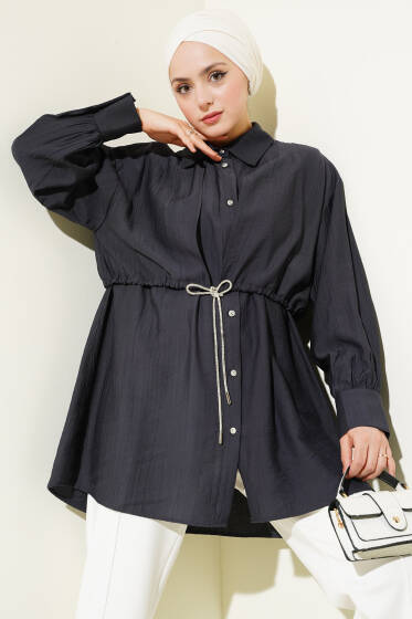 Pelerinli Sim İpli Gömlek Antrasit - Gömlek