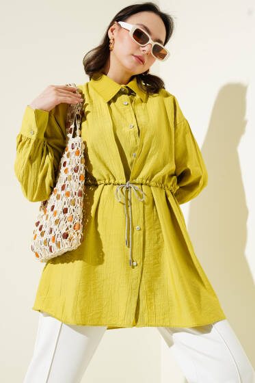 Pelerinli Sim İpli Gömlek Yağ Yeşili - Gömlek