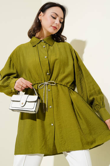 Pelerinli Sim İpli Gömlek Yeşil - Gömlek
