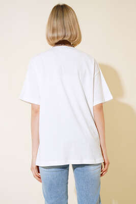 Peluş Ayıcık Cepli T-shirt Ekru - Kadın Giyim Modelleri