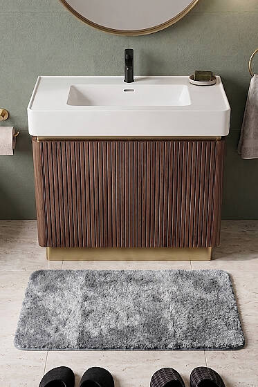 Peluş Banyo Paspası Füme - Paspas